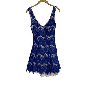 B. Darlin Cobalt Blue Lace Tulle Mini Dress Homecoming Floral 5/6